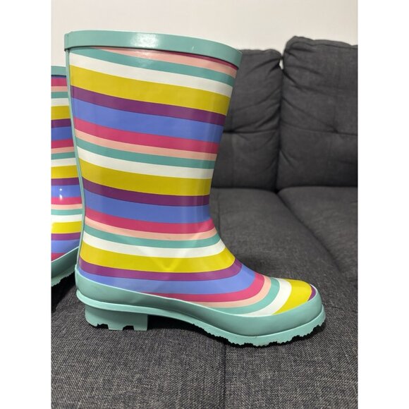 Rain Boots  Rainbow stripe size 3 George Toddler shoes Girls little girls - Picture 7 of 9